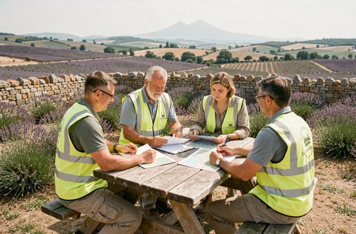 Groupe de bénévoles participant à une initiative environnementale de la communauté de communes du Pays d'Apt dans le Luberon